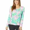 Best Sale 👍 Lilly Pulitzer PJ Knit Long Sleeve Henley Top | Sleepwear ✔️