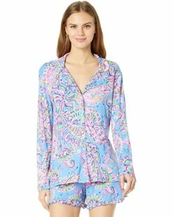 Outlet ⌛ Lilly Pulitzer Pj Knit Long Sleeve Button-Up Top | Sleepwear 🥰